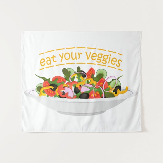 Eet je groenten Quote verse salade mix kom Wandkleed (Voorkant (horizontaal))