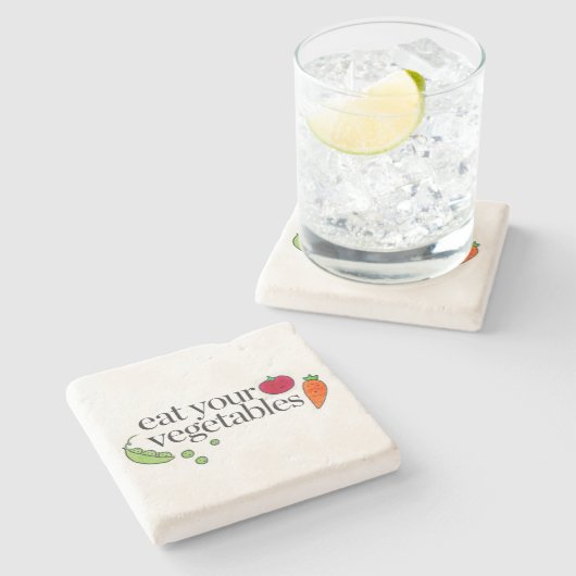 Eet je groenten stenen onderzetter (Zijkant)