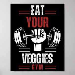 Eet je groenten Vegan fitness gym workout voeding Poster