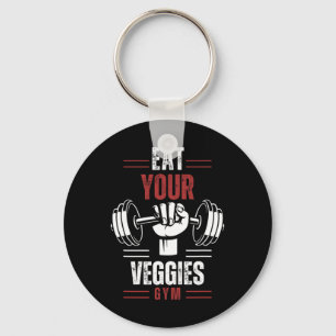 Eet je groenten Vegan fitness gym workout Voedsel Sleutelhanger