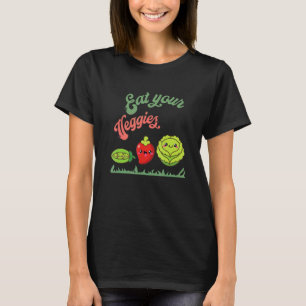 Eet je groenten Vegan leven Schattig plantaardig v T-shirt