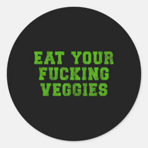 Eet je groenten Vegetarische bodybuilding humor Ronde Sticker