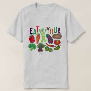 Eet je groenten worteltomaat Broccoli Pepper T-shirt