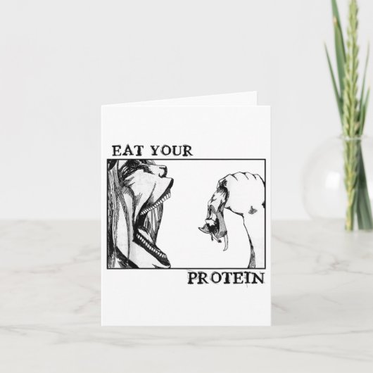 Eet je proteïne grappige gymer kaart (Voorkant)