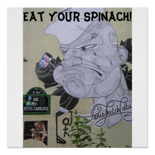 Eet je spinazie Popeye graffiti poster