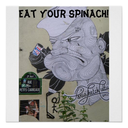 Eet je spinazie Popeye graffiti poster (Voorkant)