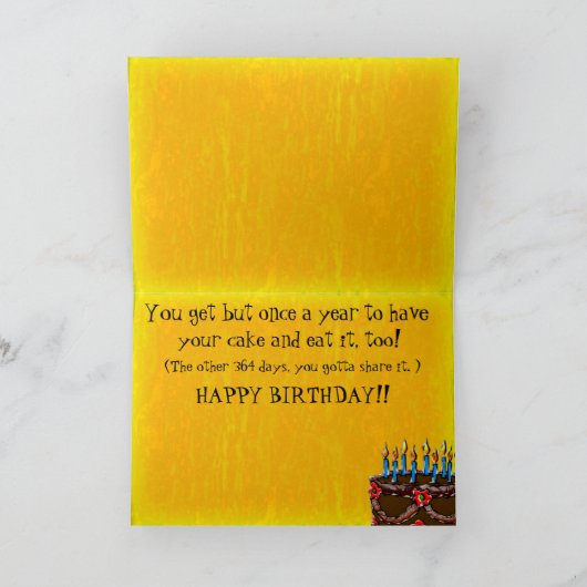 Eet je taart #2 (Verjaardag Kaart) Kaart (Binnen)