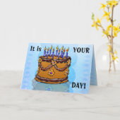 Eet je taart #3 (Verjaardag Kaart) Kaart (Gele Bloem)