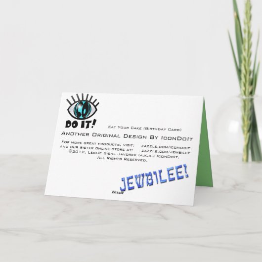 Eet je taart (verjaardagstaart Kaart) Kaart (Achterkant)