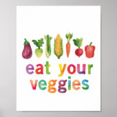 Eet je Veggies regenboogkleuren gezonde kind Poster (Voorkant)