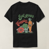Eet je Veggies Retro 90s Style Vegetable Funny V T-shirt (Design voorkant)