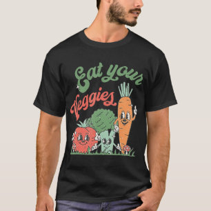 Eet je Veggies Retro 90s Style Vegetable Funny V T-shirt