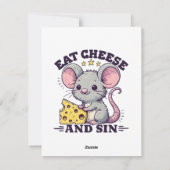 Eet kaas en zonne feestdagenkaart (Achterkant)