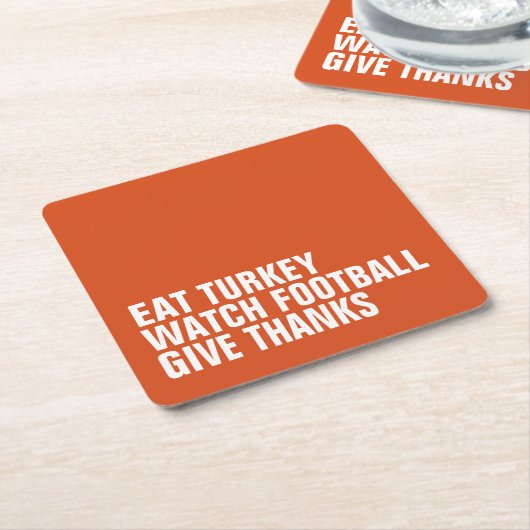 Eet kalkoen horloge football geven bedankt Thanksg Kartonnen Onderzetters (Schuin)