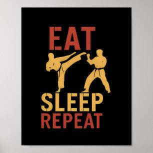Eet Karate Stempel Blok Martial Arts Humor Design Poster