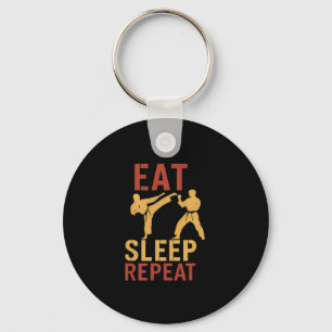 Eet Karate Stempel Blok Martial Arts Humor Ontwerp Sleutelhanger