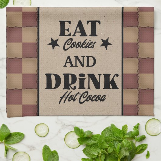 Eet koekjes en Drink warme cacao - primitieve stij Theedoek (Gevouwen)