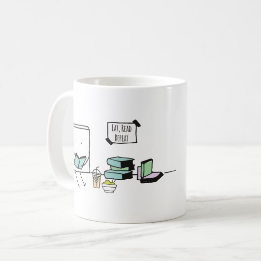 Eet, lees, herhaal boekomloop koffiemok (Voorkant links)