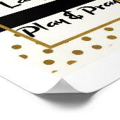 Eet liefde lach speel bid zwart goud stippen poste poster (Hoek)