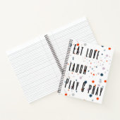 Eet liefde lachen bidden lachen kleurrijke stippen notitieboek (Binnen)