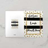 Eet liefde lachen spelen bidden zwart gouden stipp folie wenskaart (Buiten Laag)