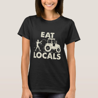 Eet locals Grappige Zombie Boer Tractor Gift T-shirt