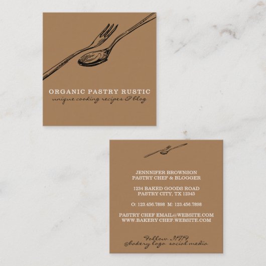 Eet-logo voor chef-koken vierkante visitekaartje (Voorkant / Achterkant)