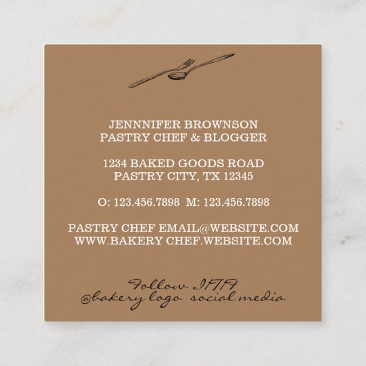 Eet-logo voor chef-koken vierkante visitekaartje (Achterkant)