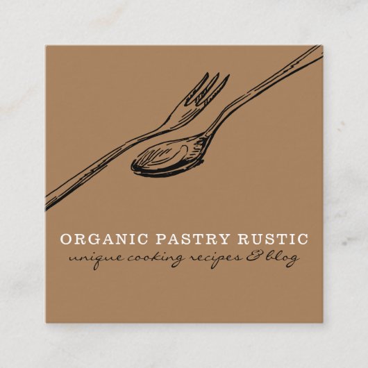 Eet-logo voor chef-koken vierkante visitekaartje (Voorkant)