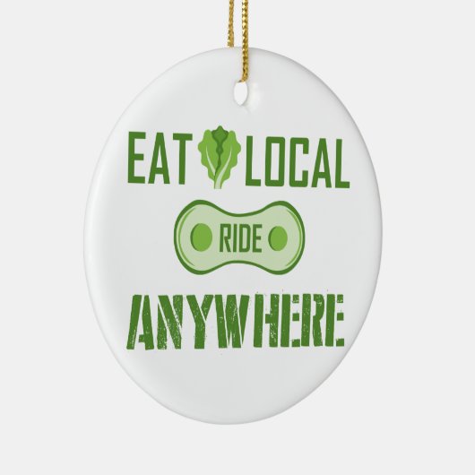 Eet lokaal, Ride overal Keramisch Ornament (Rechts)