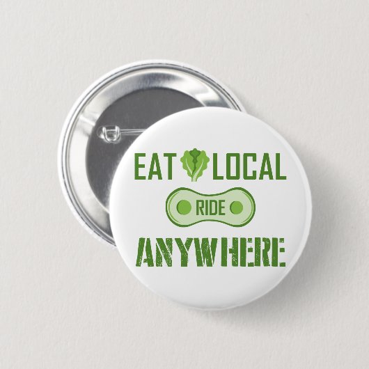 Eet lokaal, Ride overal Ronde Button 5,7 Cm (Voorkant /achterkant)