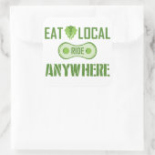 Eet lokaal, Ride overal Vierkante Sticker (Tas)