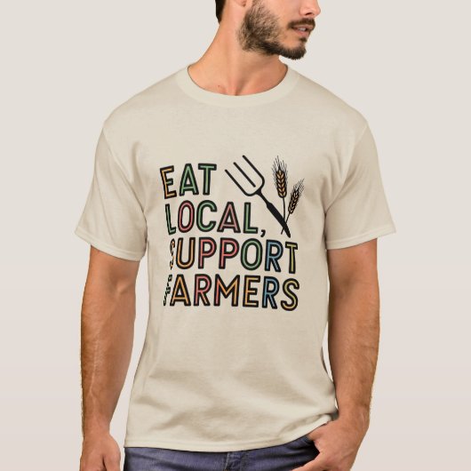 Eet lokaal, steun boeren t-shirt (Voorkant)