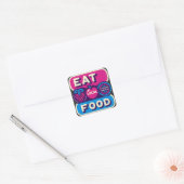 Eet lokaal voedsel vierkante sticker (Envelop)