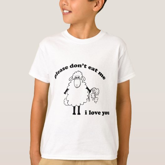 Eet me alsjeblieft niet, ik hou van je (Sheep) T-shirt (Voorkant)
