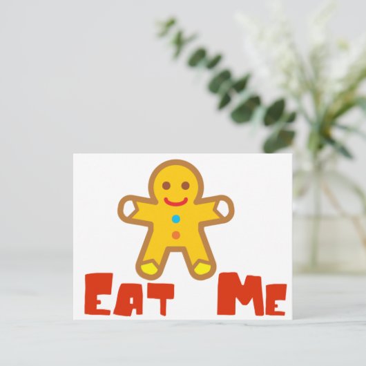 Eet me Gingerbrood man Holiday Humor Feestdagenkaart (Staand voorkant)