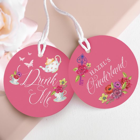 Eet me op!  Alice in Onederland Levendige Bloemen Bedankjes Labels