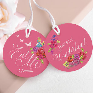Eet me op!  Alice in Wonderland Levendige Bloemen Bedankjes Labels