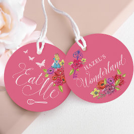 Eet me op! Alice in Wonderland Levendige Bloemen Bedankjes Labels