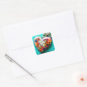 Eet me regenboog vierkante sticker (Envelop)
