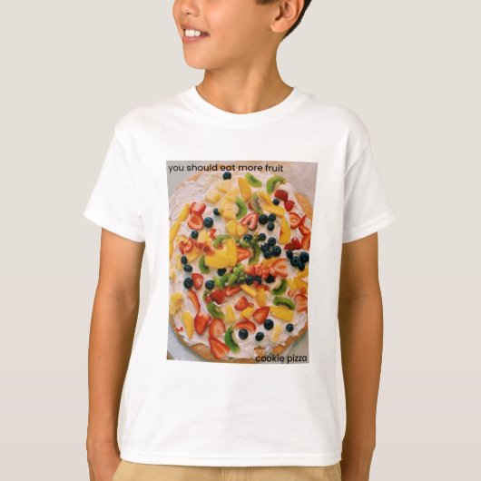 Eet meer fruit koekjes pizza t-shirt (Voorkant)