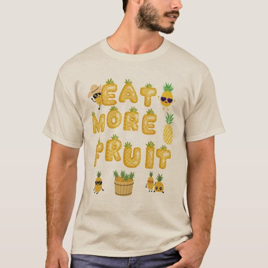 Eet meer fruit wees gelukkig t-shirt (Voorkant)