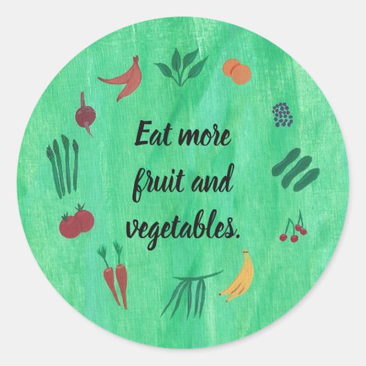 Eet meer groenten en fruit, stickers: ronde sticker (Voorkant)