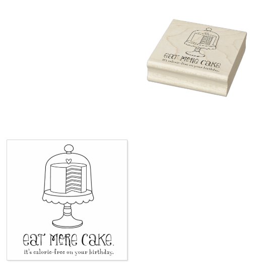 Eet meer kake Birthday Rubber Art Stempel (Gestempeld)