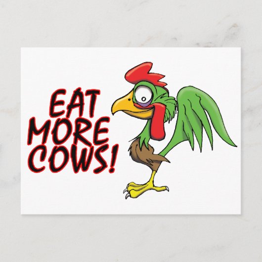 EET MEER KOEIEN! BRIEFKAART (Voorkant)