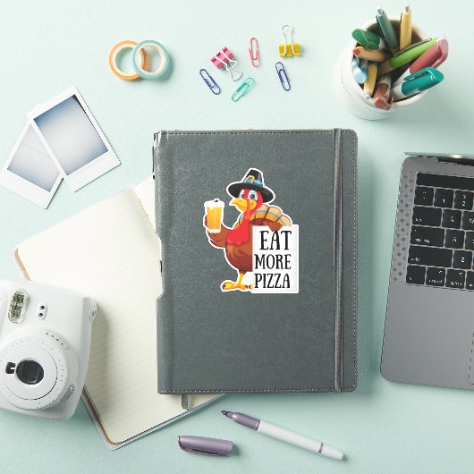 Eet meer pizza, grappige kalkoen Thanksgiving dag Sticker (iPad Cover)