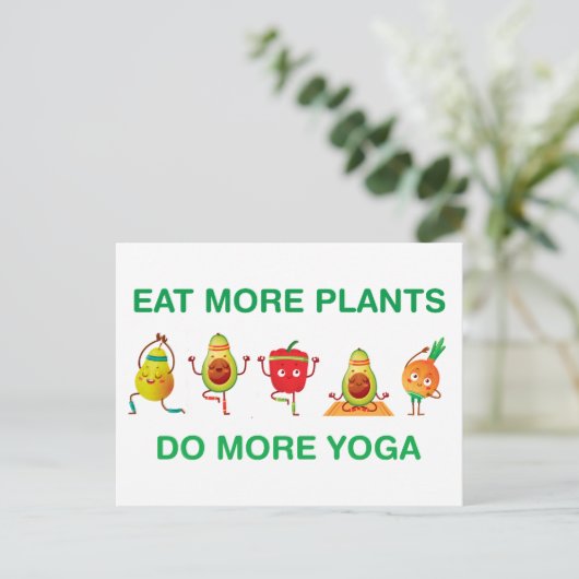Eet meer Planten Doe meer Yoga Briefkaart (Staand voorkant)
