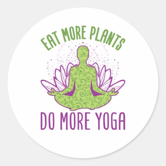 Eet meer Planten doen meer yog Ronde Sticker (Voorkant)