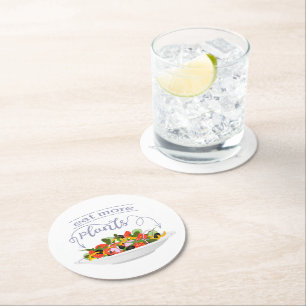 Eet meer planten frisse salade motivatie beletteri ronde kartonnen onderzetter