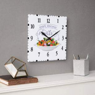 Eet meer planten frisse salade motivatie beletteri vierkante klok